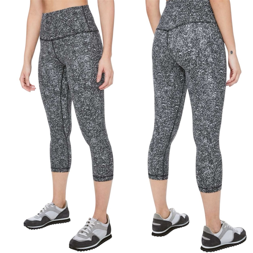 Lululemon | Align Crop 21” Leggings Black White Diffuser Starlight Print Size 4